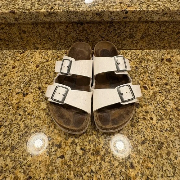 Birkenstock Arizona White Birkoflor Sandals Slides Size 41 US Wmns 10-10.5 Wide - Picture 2 of 11